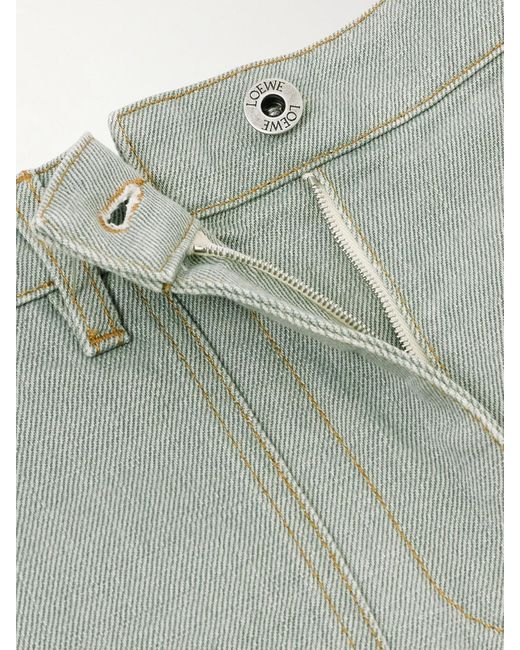 Short En Jean À Finitions En Cuir Loewe en coloris Blue