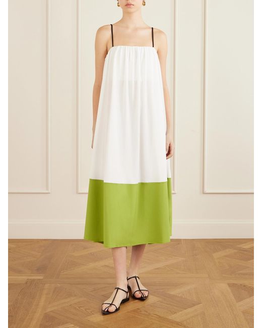 Proenza Schouler Green Saria Two-Tone Crepe-Jersey Midi Dress