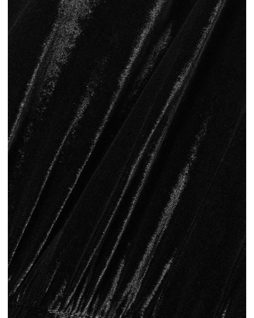 Saloni Black Domino Midikleid Aus Samt Mit Cut-Out Und Stehkragen