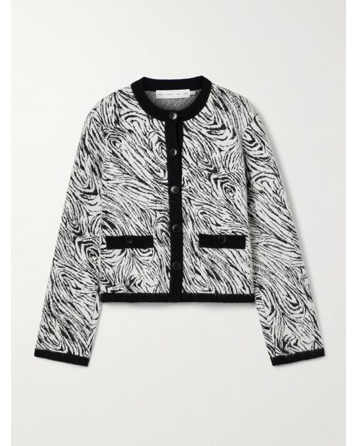 Proenza Schouler Gray Amina Brushed Jacquard-Knit Cardigan