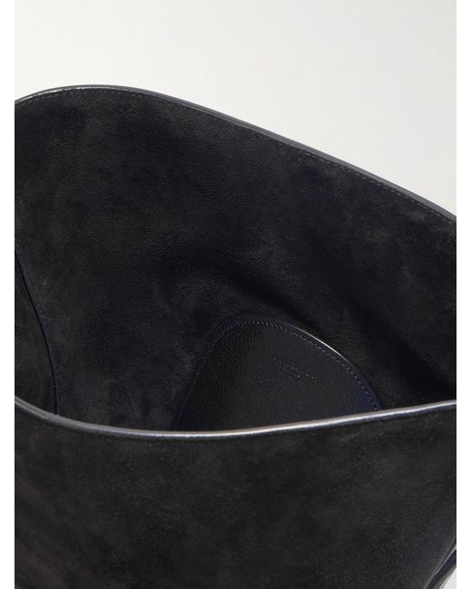 Alaïa Black Leather-Trimmed Suede Tote