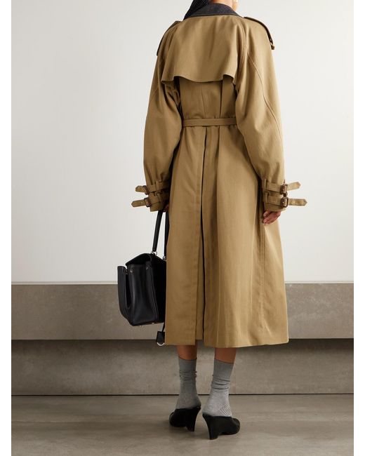 Carven Natural Double-Breasted Wool-Felt Trimmed Cotton-Blend Twill Trench Coat