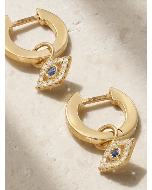 Sydney Evan Metallic Small Evil Eye Creolen Aus 14 Karat Mit Diamanten Und Saphiren