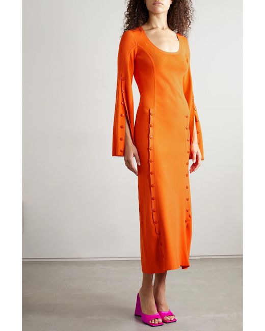 Christopher John Rogers Orange Neon Stretch-Jersey Maxi Dress
