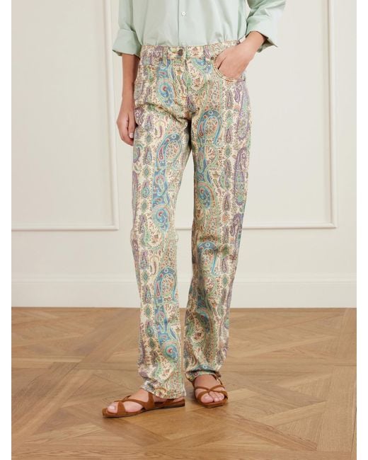 Etro Multicolor Paisley-Print Straight-Leg Jeans