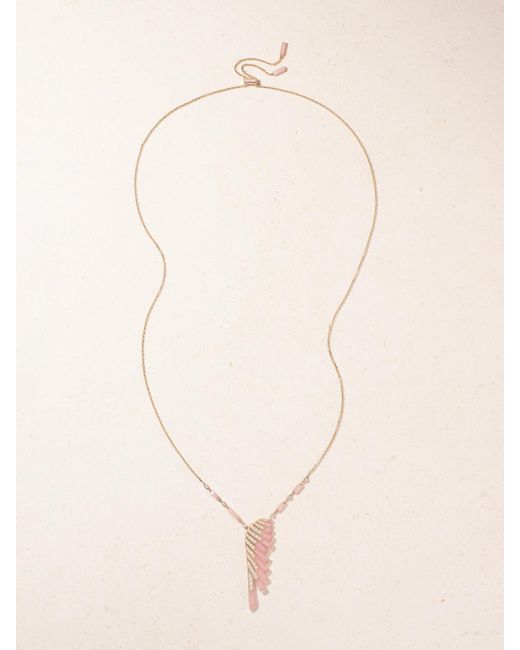 Garrard Natural Wings Rising 18-Karat Rose, Opal And Diamond Necklace