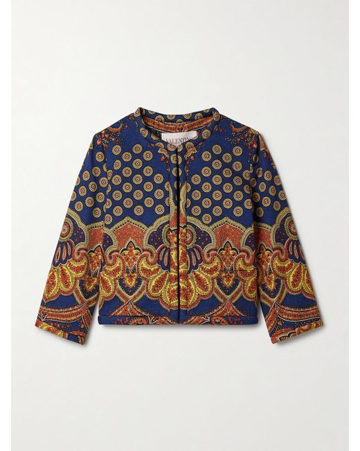 Valentino Garavani Blue Printed Cotton-Twill Jacket