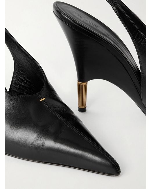 Khaite Black Bella Leather Slingback Pumps