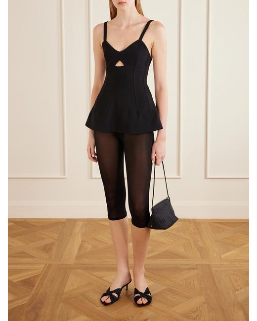 Magda Butrym Black Cropped Mesh Skinny-Leg Pants