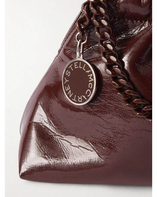 Stella McCartney Brown Falabella Mini Cracked Glossed Vegan Shoulder Bag