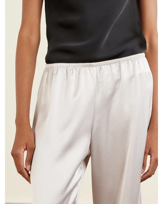 Leset White Barb Satin Wide-Leg Pants