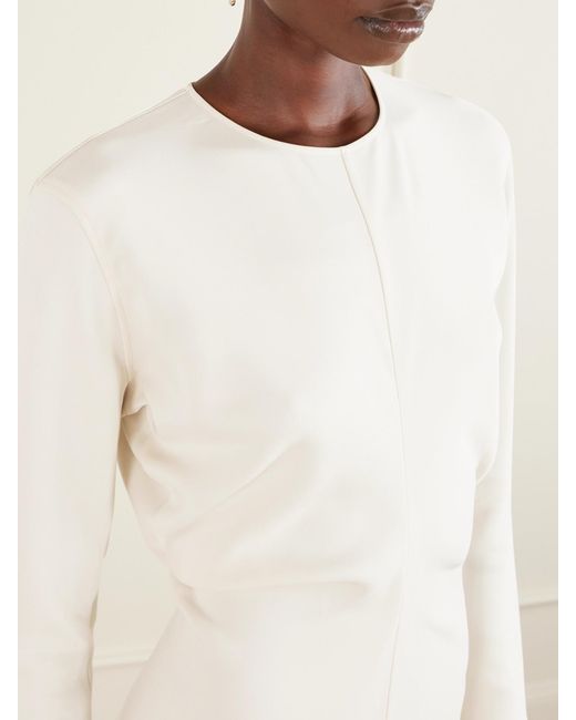 Totême White Garderob Gathered Crepe Maxi Dress