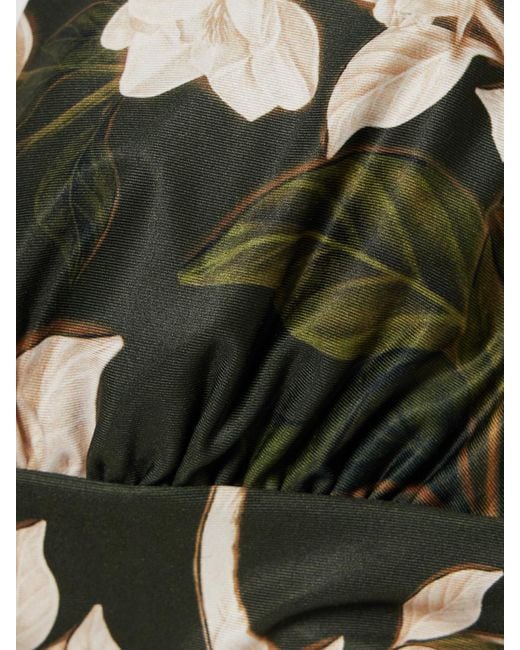 Agua Bendita Green Marimar Gardenia Floral-Print Recycled Halterneck Bikini Top