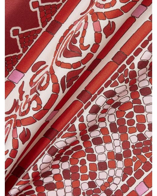 LaDoubleJ Red Icon Palazzo Printed Silk-Twill Wide-Leg Pants
