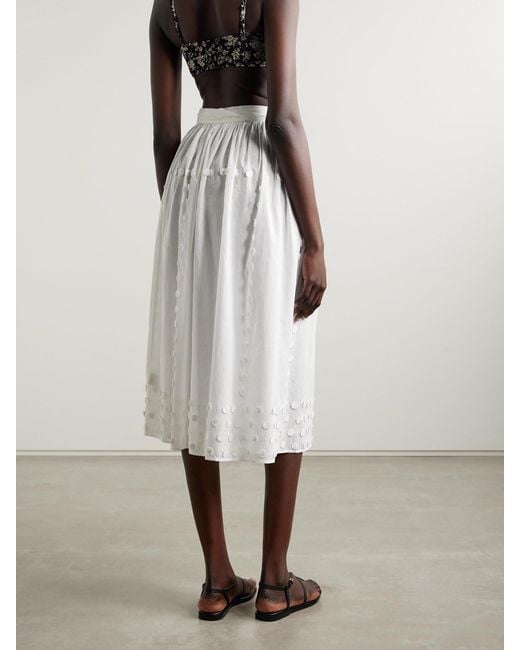 Ulla Johnson White Kyla Appliquéd Cotton-Voile Pareo