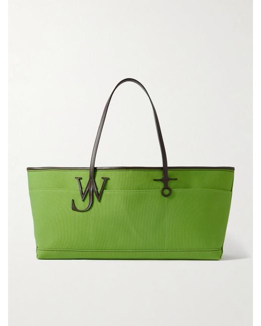 J.W. Anderson Green Anchor Leather-Trimmed Canvas Tote