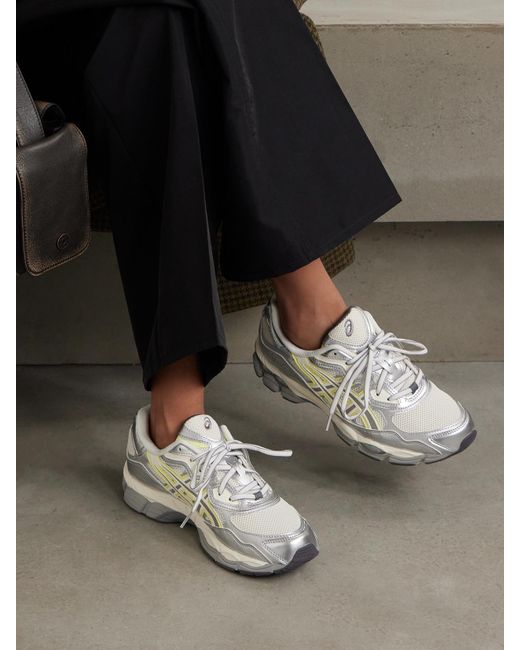 Asics Emmi Gel-Nyc Metallic Leather And Suede-Trimmed Mesh Sneakers