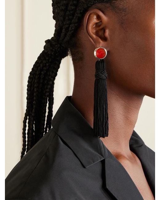 Sophie Buhai Black Cleo Tasseled And Cornelian Earrings