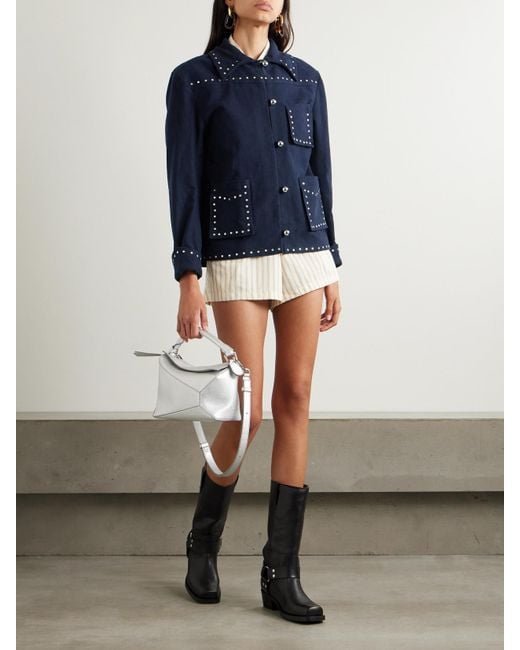 Alix Of Bohemia Blue Jude Studded Cotton-Twill Jacket