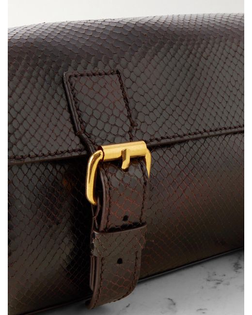 Dries Van Noten Brown Schultertasche Aus Leder Mit Schlangeneffekt