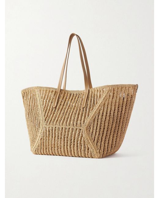 Brunello Cucinelli Natural Leather-Trimmed Woven Tote