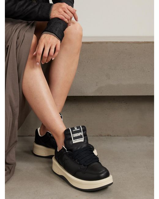 Rick Owens Blue Converse Inflated Turbowpn Leather Sneakers
