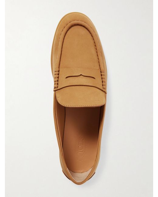 Tod's Brown Gomma Nubuck Penny Loafers