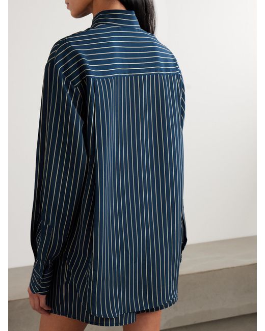 Frankie Shop Blue Lui Hemd Aus Gestreiftem Crêpe