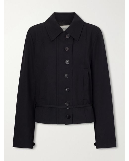 Dries Van Noten Blue Cropped Belted Wool Jacket