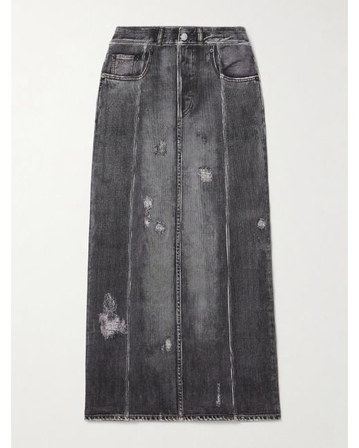 Acne Gray Printed Cotton-Blend Jersey Midi Skirt