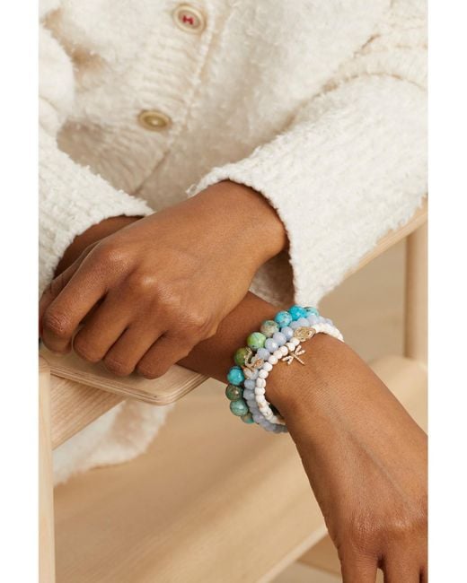Sydney Evan Green Large Luck And Protection 14-karat Gold, Turquoise And Diamond Bracelet