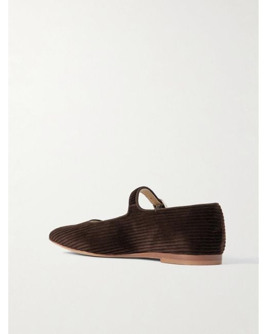 Le Monde Beryl White Grosgrain-Trimmed Corduroy Mary Jane Ballet Flats