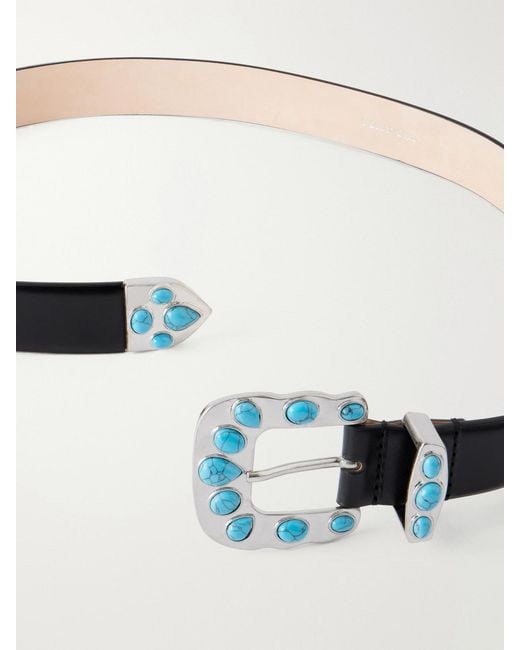 DEHANCHE Blue Juna-Embellished Leather Belt