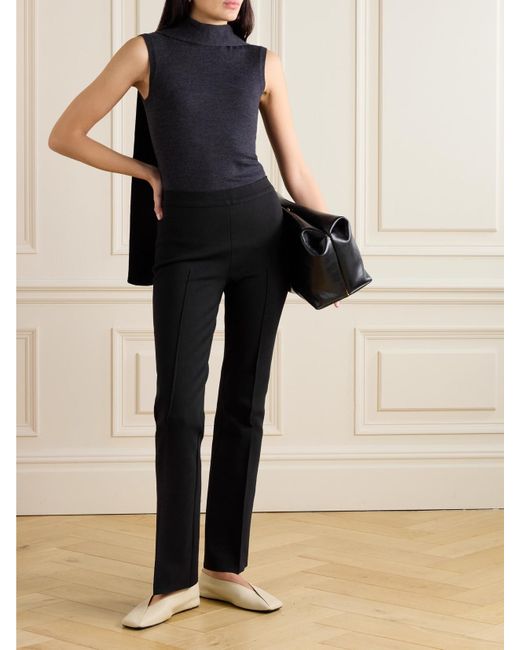 High Sport Black Long Kick Stretch-Cotton Flared Pants