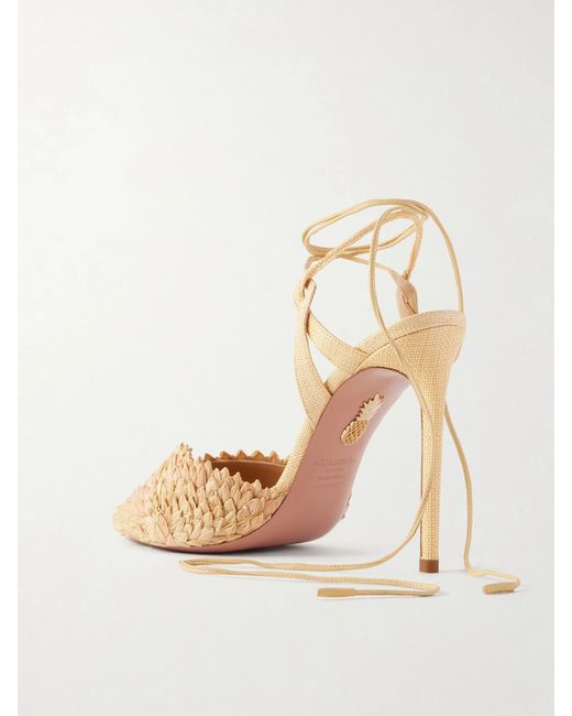 Aquazzura Natural Rio Flirt 105 Raffia Sandals