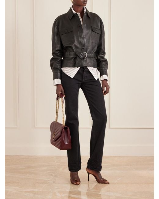 Saint Laurent Brown Babylone 90 Pleated Leather Mules