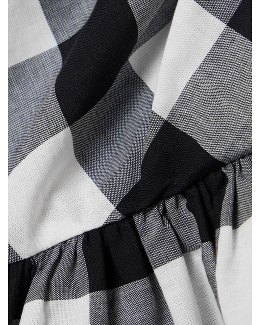 Sea Multicolor Gathered Gingham Cotton-Poplin Peplum Top