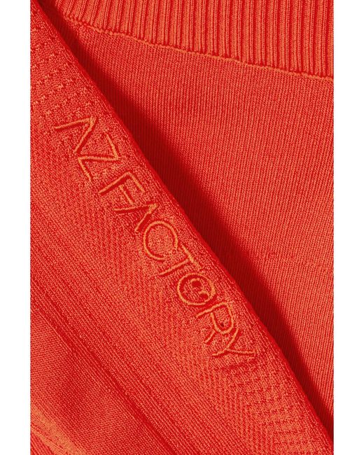 AZ FACTORY Red Mybody Paneled Stretch-Knit Leggings