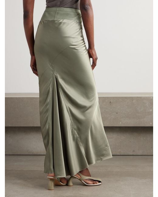 Rick Owens Green Long Coda Charmeuse Maxi Skirt