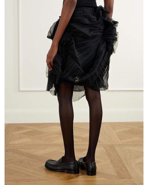 PAULINE DUJANCOURT Black Minna Eerie Ruched Tulle Knee-Length Skirt