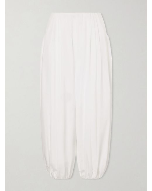 LIBEROWE White Arden Pleated Cotton-Poplin Tapered Shorts