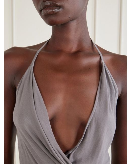 Rick Owens Gray Draped Jersey Tank