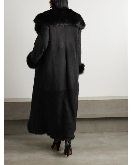Nour Hammour Black Marlene Mantel Aus Shearling
