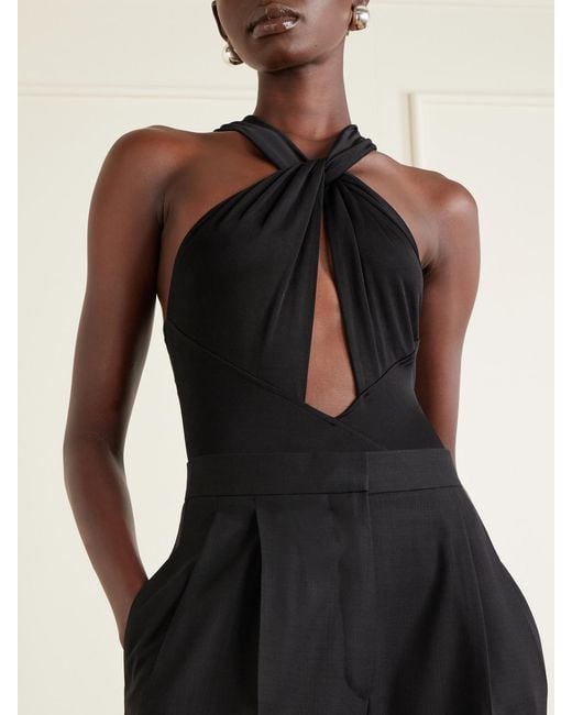 Ilkyaz Ozel Black Rio Stretch-Jersey Bodysuit