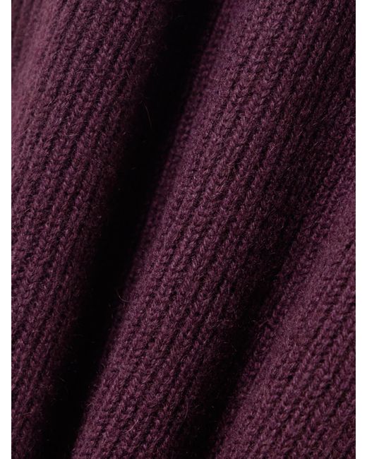 Lisa Yang Purple Freya Ribbed Cashmere Turtleneck Tank