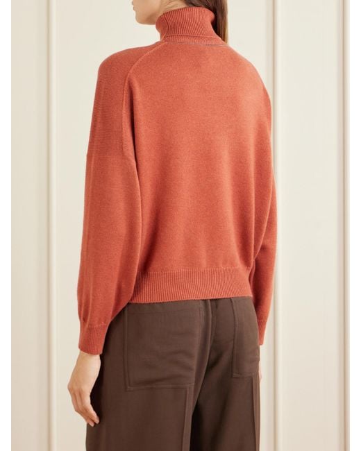Brunello Cucinelli Orange Cashmere Turtleneck Sweater