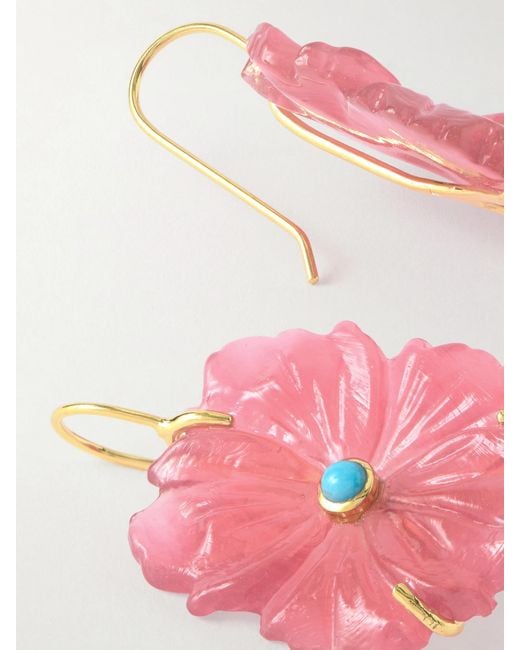Lizzie Fortunato Pink New Bloom-Plated, Glass And Earrings