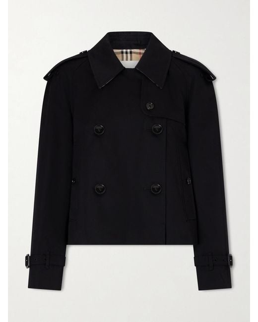 Burberry Black Double-Breasted Cotton-Gabardine Jacket