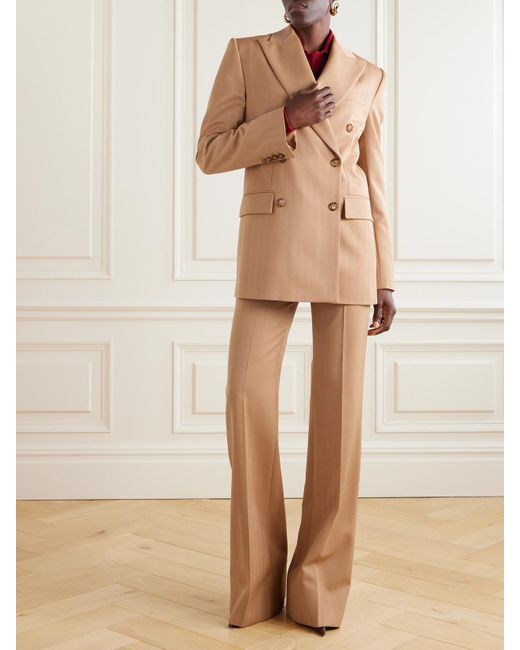 Stella McCartney Natural Double-Breasted Striped Wool-Blend Blazer