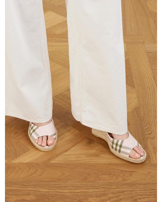 Burberry Natural Lf Mews Check Espadrille Mules